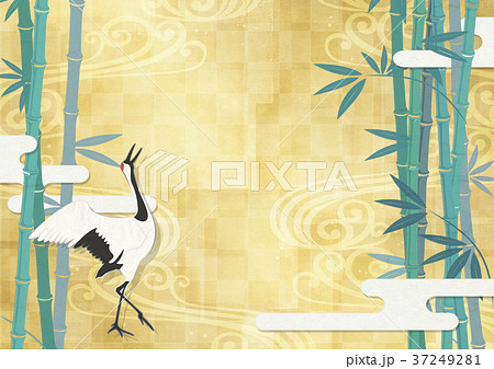 金屏風 日本画 和 鶴のイラスト素材