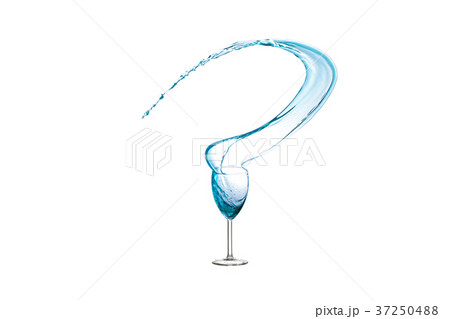 青色のハート型ワイン素材 37250488