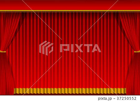 舞台の赤い暗幕カーテン 背景イラスト素材 横 のイラスト素材