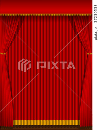 舞台の赤い暗幕カーテン 背景イラスト素材 縦 のイラスト素材