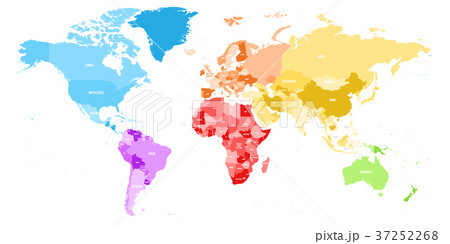 Colorful political map of World divided into six 37252268