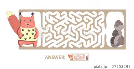 Children's maze with squirrel and nuts. Puzzle 37252392