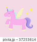 Cute magic unicorn vector illustration with stars. 37253614