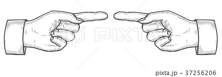 Pointing left and right finger. 37256206