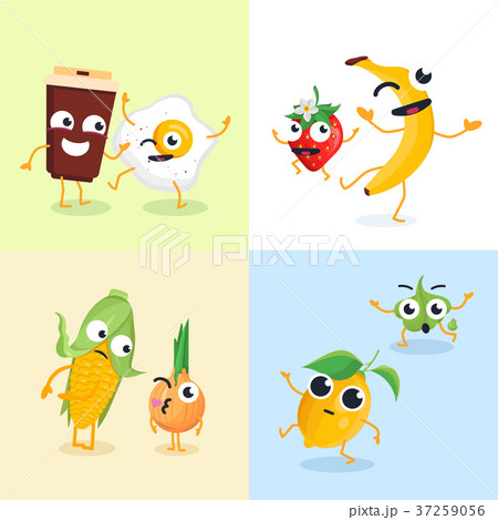 Funny food characters - set of modern vector Funny food characters - set of modern vector 37259056