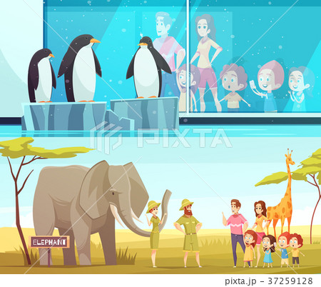 Zoo Animals 2 Cartoon Banners 37259128