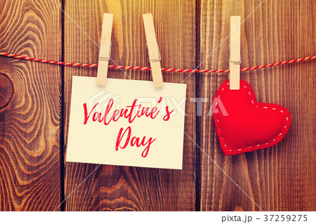 Photo frame and handmaded valentines day toy heart 37259275
