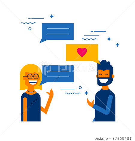 Social media internet chat boy and girl talking 37259481