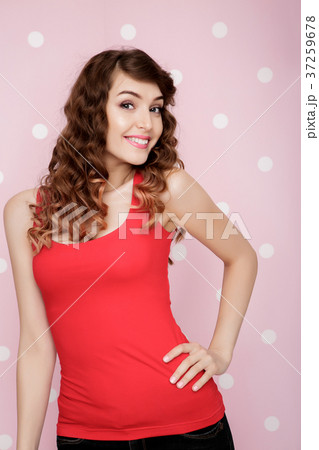 beautiful woman on pink background beautiful woman on pink background 37259678