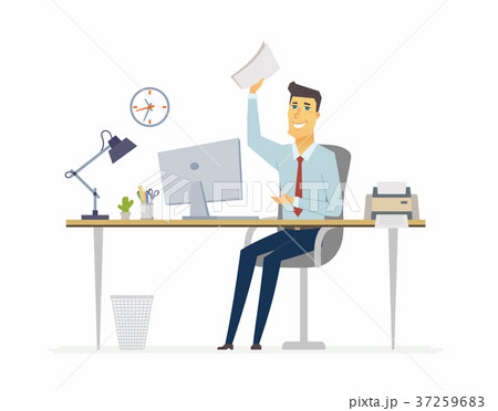 Happy office worker - modern cartoon people 37259683
