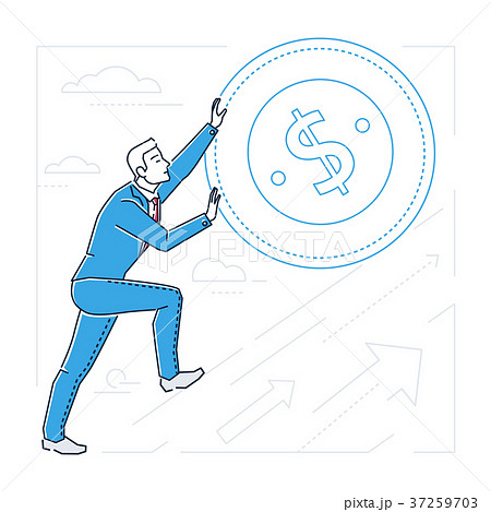 Businessman earning money - line design style 37259703