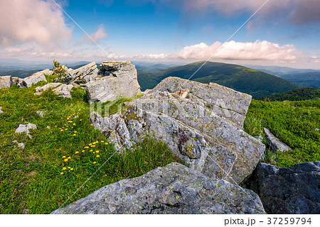 Carpathian mountains with grassy slopes and rocks Carpathian mountains with grassy slopes and rocks 37259794