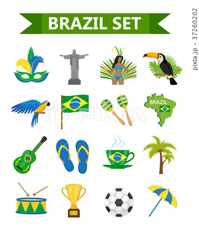 Brazilian carnival icons flat style. Brazil Brazilian carnival icons flat style. Brazil 37260202