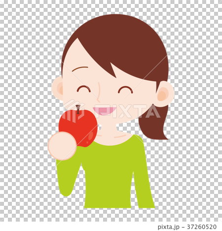 リンゴを食べる女性　上半身 37260520