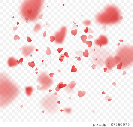 Heart confetti falling on transparent background. - Stock