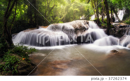 Beautiful waterfall in the deep forest,Pha Tat Waterfall, Kanchanaburi province, thailand, Nature travel concept 37262374
