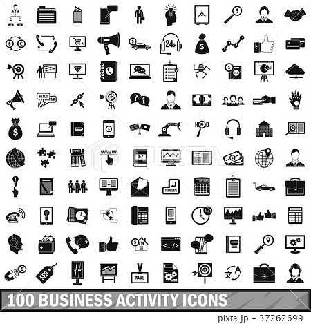 100 business activity icons set, simple style 100 business activity icons set, simple style 37262699
