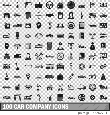 100 car company icons set, simple style 37262701