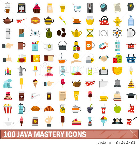 100 java mastery icons set, flat style 100 java mastery icons set, flat style 37262731