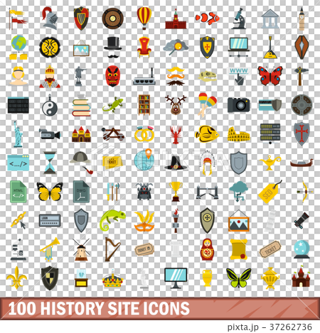 100 history site icons set, flat style 100 history site icons set, flat style 37262736