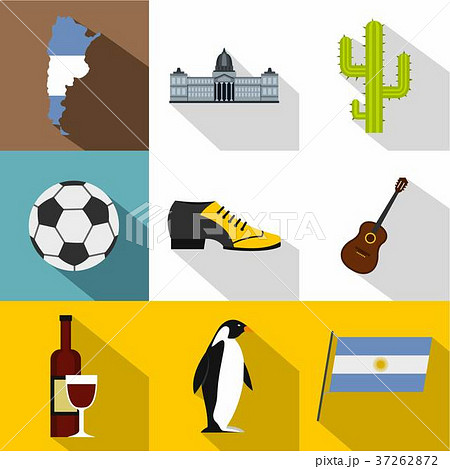 Argentina travel icon set, flat style Argentina travel icon set, flat style 37262872