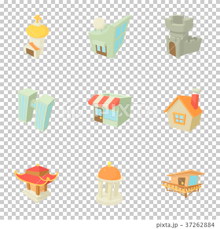 Building icons set, cartoon style Building icons set, cartoon style 37262884