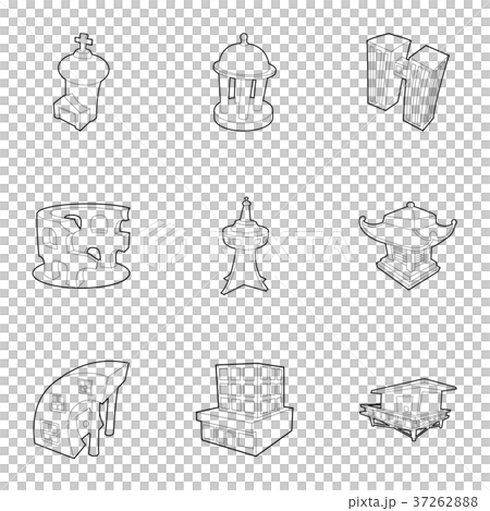 City sight icons set, outline style City sight icons set, outline style 37262888