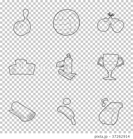 Sport things icons set, outline style Sport things icons set, outline style 37262914