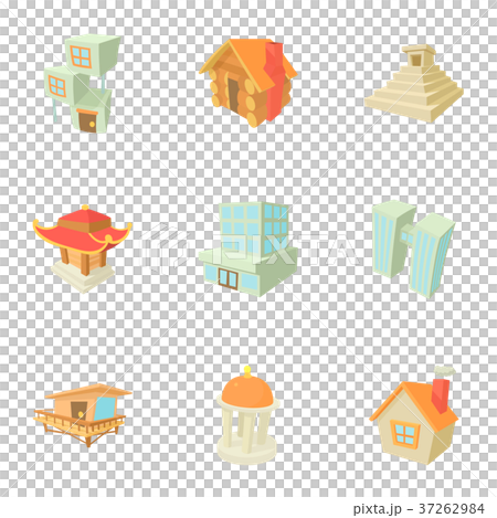Big city icons set, cartoon style 37262984