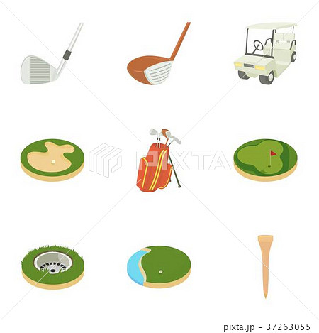 Golf things icons set, cartoon style 37263055