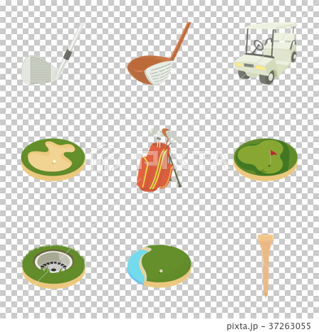 Golf things icons set, cartoon style 37263055