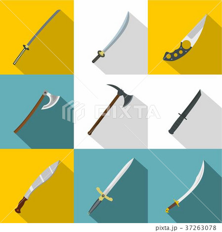 Bladed weapon icon set, flat style 37263078