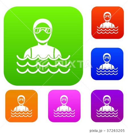 Scuba diver man in diving suit set collection 37263205