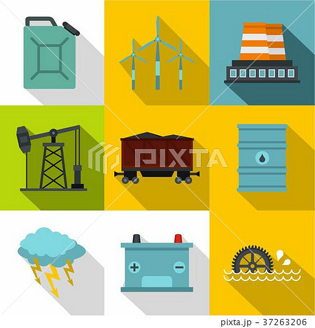 Power industry icon set, flat style 37263206