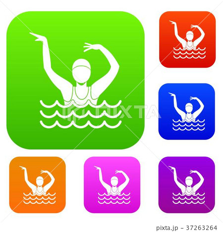 Swimmer in a swimming pool set collection Swimmer in a swimming pool set collection 37263264