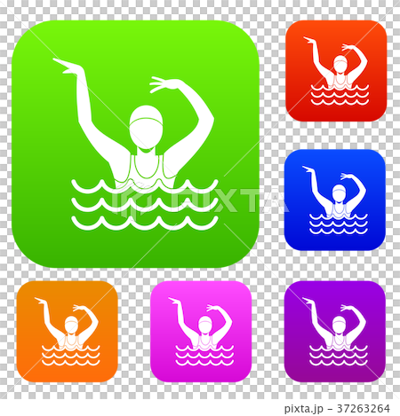 Swimmer in a swimming pool set collection Swimmer in a swimming pool set collection 37263264