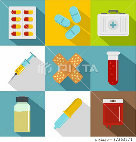 Drug forms icon set, flat style 37263271