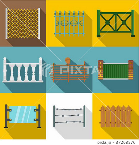 Architecture fences icon set, flat style 37263576