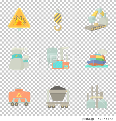 Heavy industry icons set, cartoon style Heavy industry icons set, cartoon style 37263578