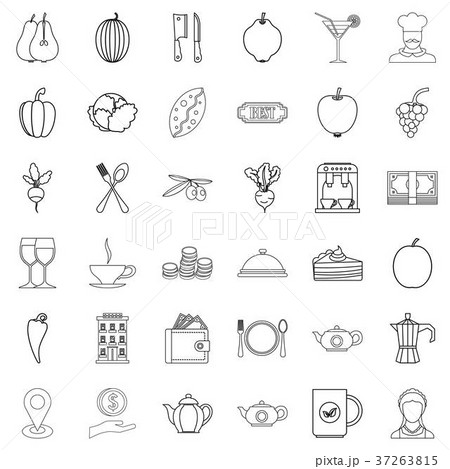 Pepper icons set, outline style 37263815
