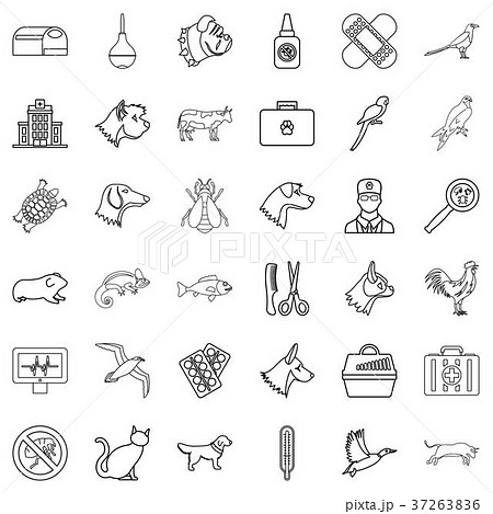 Veterinary icons set, outline style 37263836