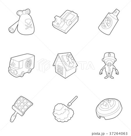 Pest extermination icons set, outline style Pest extermination icons set, outline style 37264063