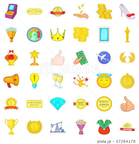 Winning icons set, cartoon style 37264170