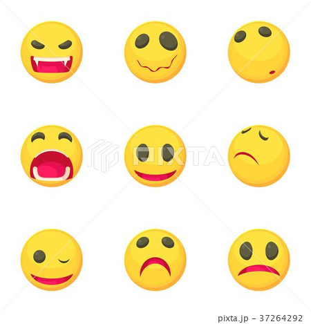 Funny emoji icons set, cartoon style 37264292