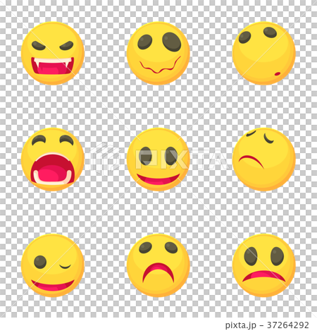 Funny emoji icons set, cartoon style 37264292
