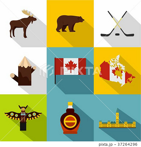 Canada icon set, flat style 37264296
