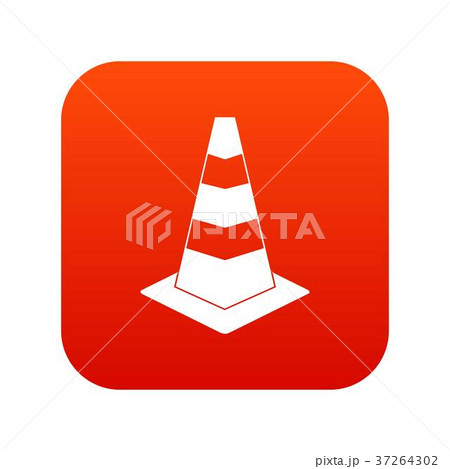 Traffic cone icon digital red Traffic cone icon digital red 37264302