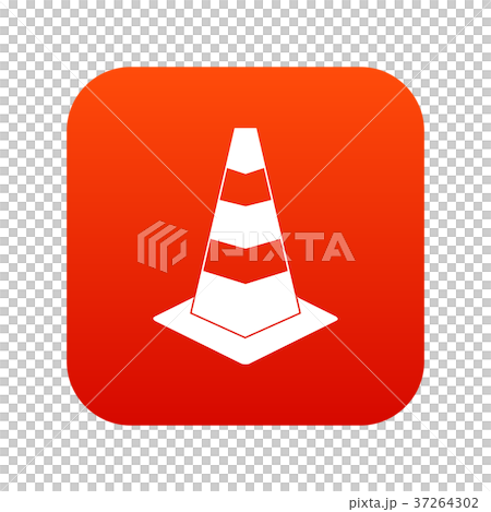 Traffic cone icon digital red 37264302