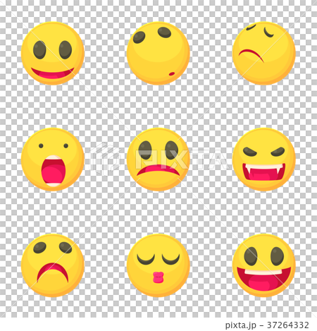 Smiley face icons set, cartoon style Smiley face icons set, cartoon style 37264332