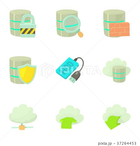 Storage technology icons set, cartoon style 37264453
